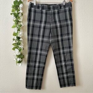 GUCCI Black and White 100% Cotton Midrise Plaid Straight Leg Crop Pants
